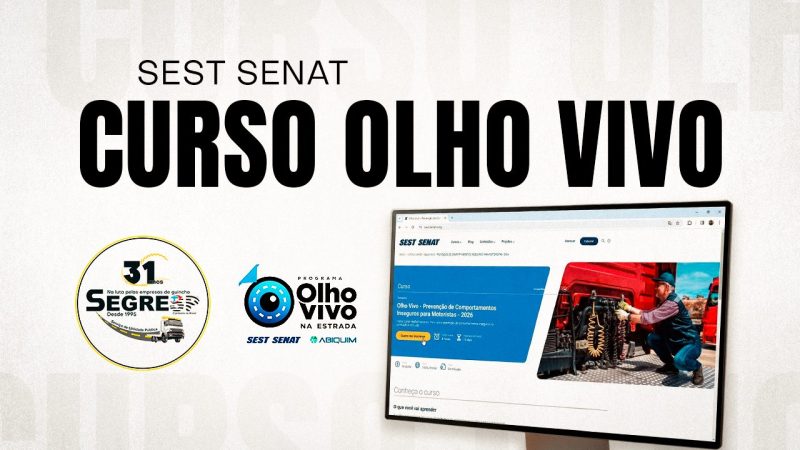 SEST SENAT oferece curso do Programa “Olho Vivo Na Estrada”. Inscrições são online e gratuitas