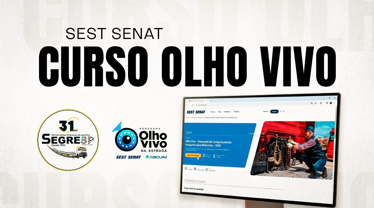 SEST SENAT oferece curso do Programa “Olho Vivo Na Estrada”. Inscrições são online e gratuitas
