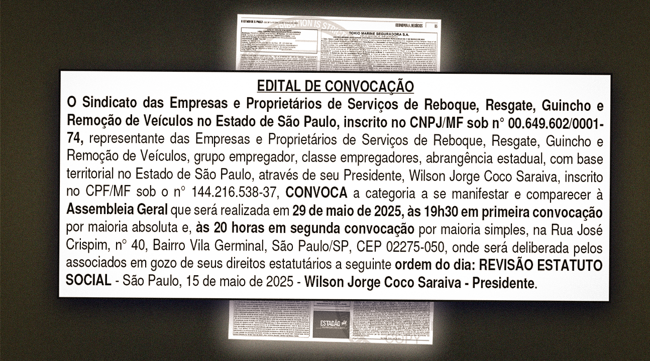 Sindicato convoca assembleia para revisão do Estatuto Social, dia 29 de maio, às 19h30 – PARTICIPE!