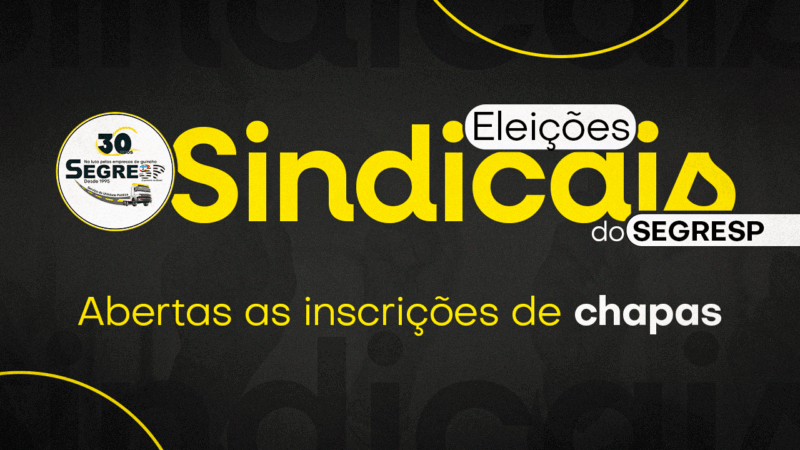 SEGRESP convoca eleições sindicais para o dia 26 de agosto. Inscrições de Chapas vão de 23 a 27 de julho. PARTICIPEM!