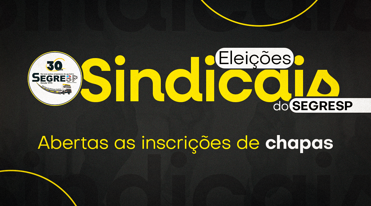 SEGRESP convoca eleições sindicais para o dia 26 de agosto. Inscrições de Chapas vão de 23 a 27 de julho. PARTICIPEM!