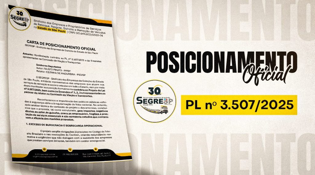 Manifestação contrária ao PL nº 3.507/2025 e às emendas apresentadas na Comissão de Viação e Transportes