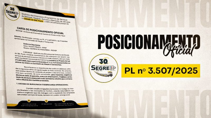 Manifestação contrária ao PL nº 3.507/2025 e às emendas apresentadas na Comissão de Viação e Transportes